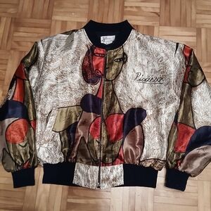 🎨Women's Vintage PICASSO  Multicolor Bomber Jacket.Size M